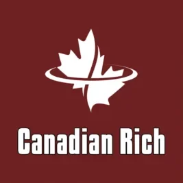burgundy background with text "canadian rich"