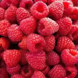 Fresh red raspberries.