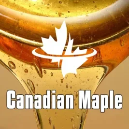 maple syrup drip with words "canadian maple".