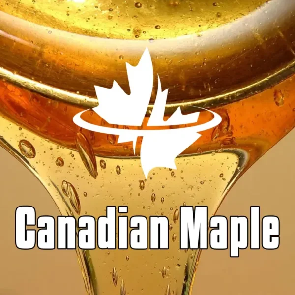 maple syrup drip with words "canadian maple".