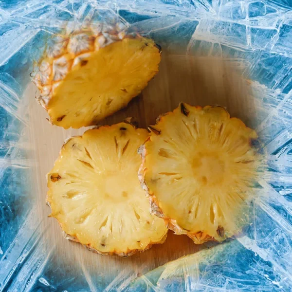 Icey pineapple slices.
